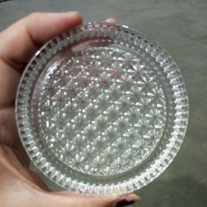 Tatakan Gelas Kaca / Coaster Glass / Lepek Saos / Piring Mini