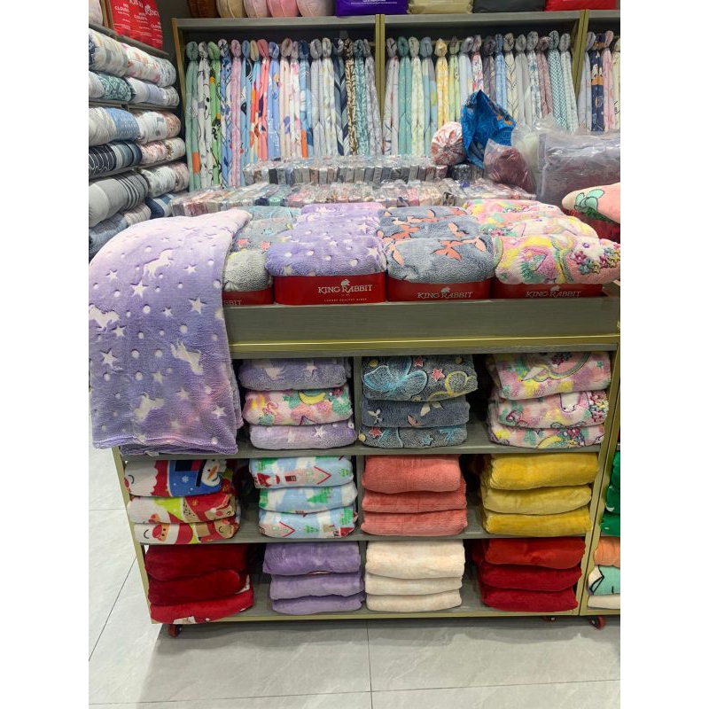King Rabbit Thermal Blanket Selimut Fleece polos 150 x200 cm