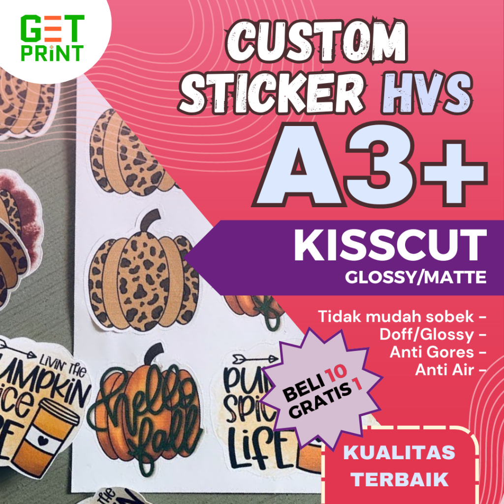 

CUSTOM STICKER HVS KISSCUT | STIKER LOGO, LABEL KEMASAN, DLL