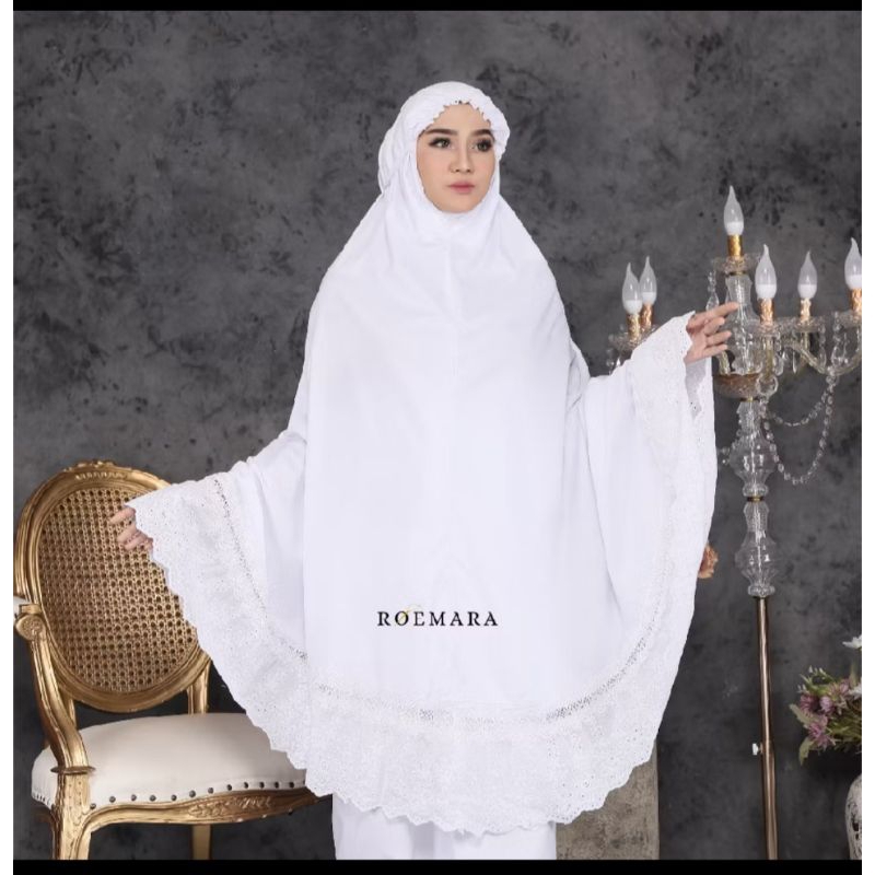 MUKENAH PUTIH RENDA BORDIR/MUKENAH PUTIH SANTRI