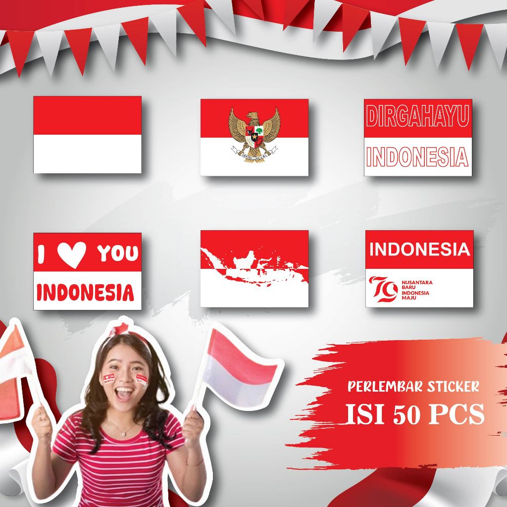 

jual Stiker Bendera Pipi Merah Putih isi 50 PCS