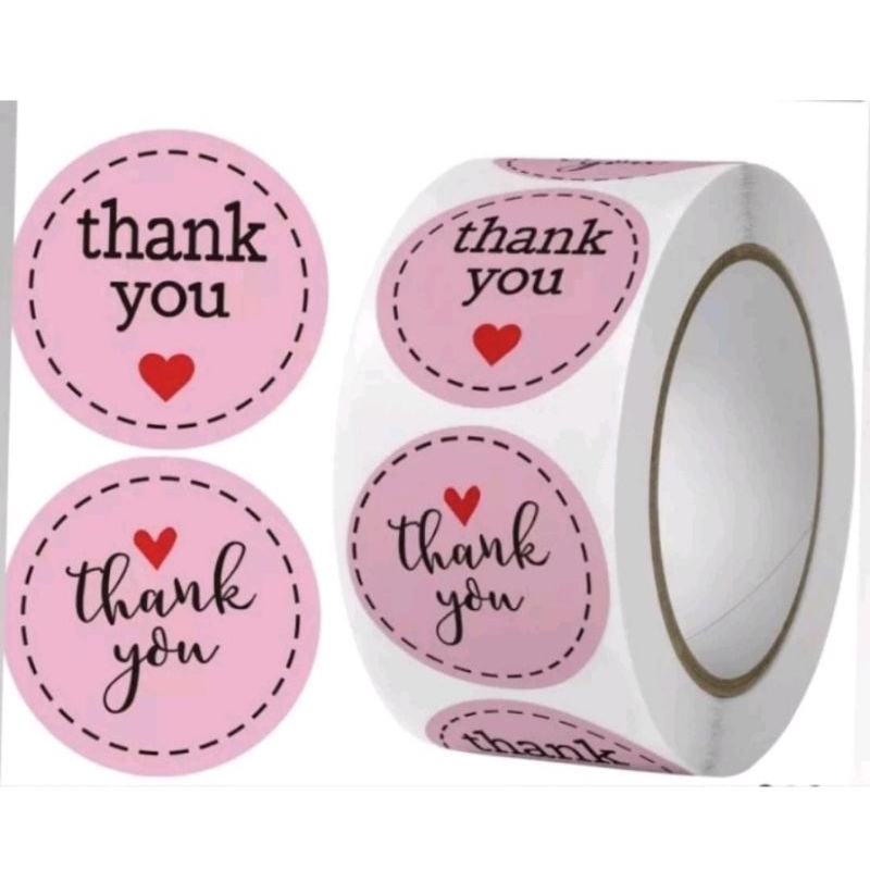 

sticker thank you 1 roll 500 pcs, label segel packing makanan hampers