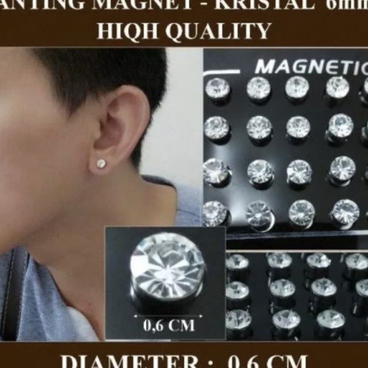 anting permata magnet anting berlian wanita pria