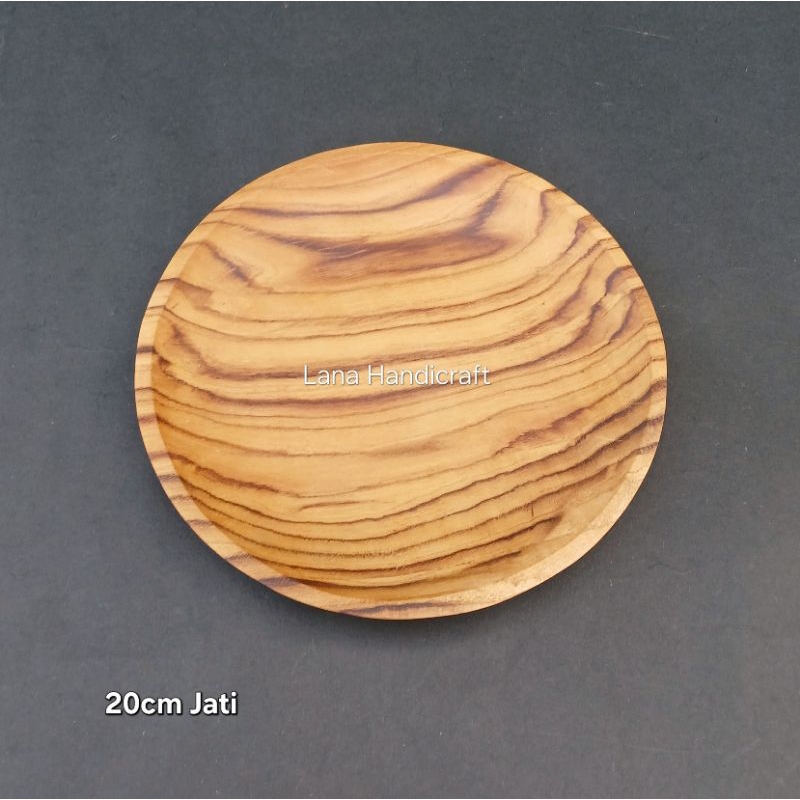 piring kayu/piring makan/piring liuk 20cm/piring kayu jati