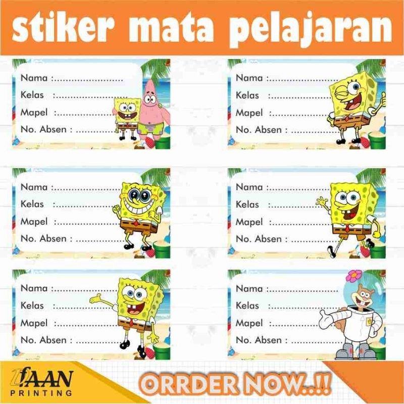 

ISI 15 STIKER MAPEL | SPONGEBOB | LEBEL BUKU PELAJARAN SEKOLAH | STIKER MATA PELAJARAN