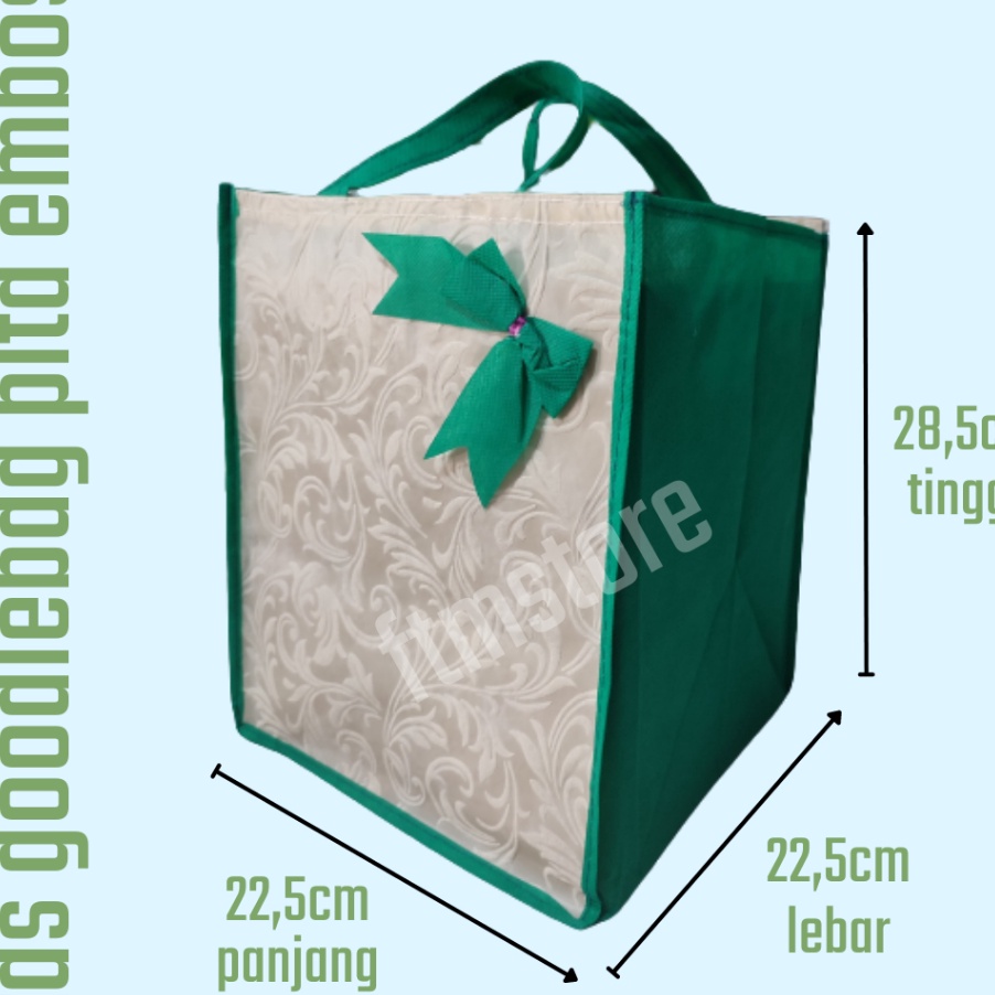 

KI3 Tas hajatan goodiebag motif pita embos premium uk 22x22 tas hajatan tas box nasi tas weding lusinan isi 12pcs