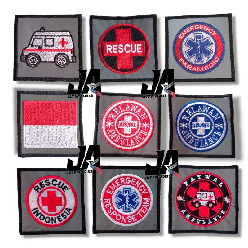 Logo Bordir Emergency Rescue Relawan Ambulance