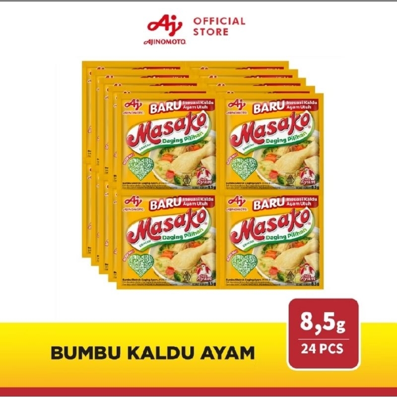 

Masako rasa kaldu ayam kemasan 8,5gram (24pcs) penyedap Ajinomoto