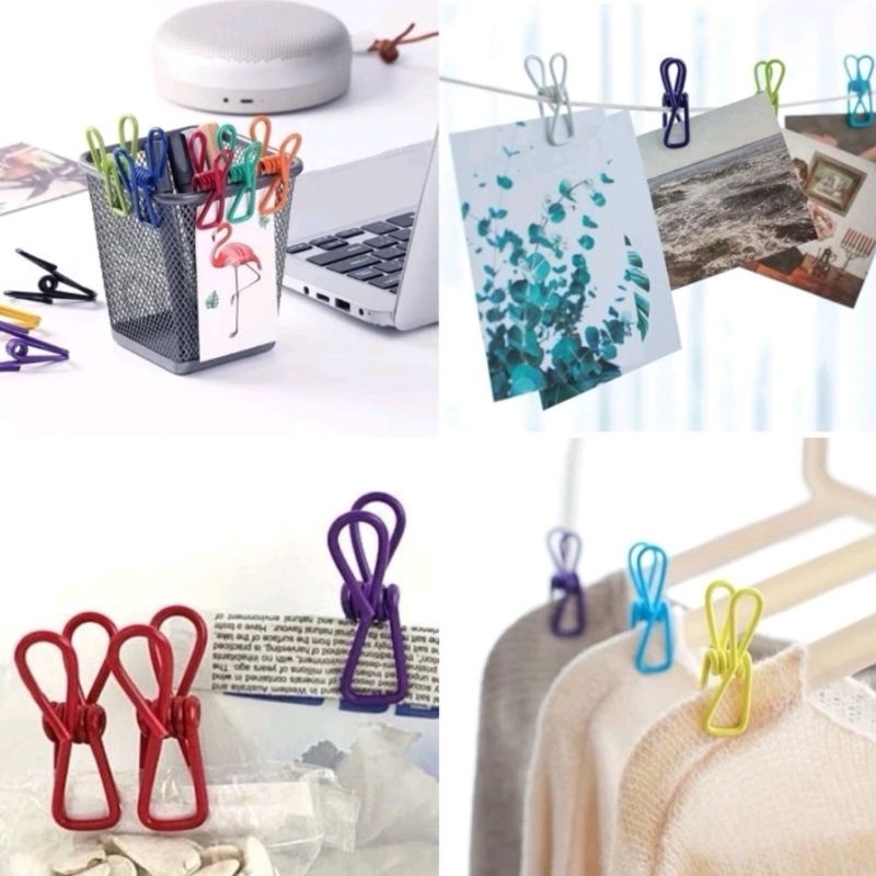 COD Klip Jepit Serbaguna/Klip Jepit Jemuran /Klip Jepit Besi Warna Warni /Jepitan Baju Stainless Ste