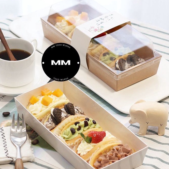 

HJ6 1pcs paper box burger sandwich roti kotak kue box brownies salad