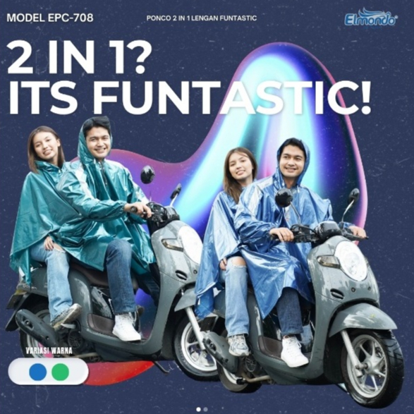 Jas Hujan Ponco Lengan Dua Kepala 2 in 1 Funtastic