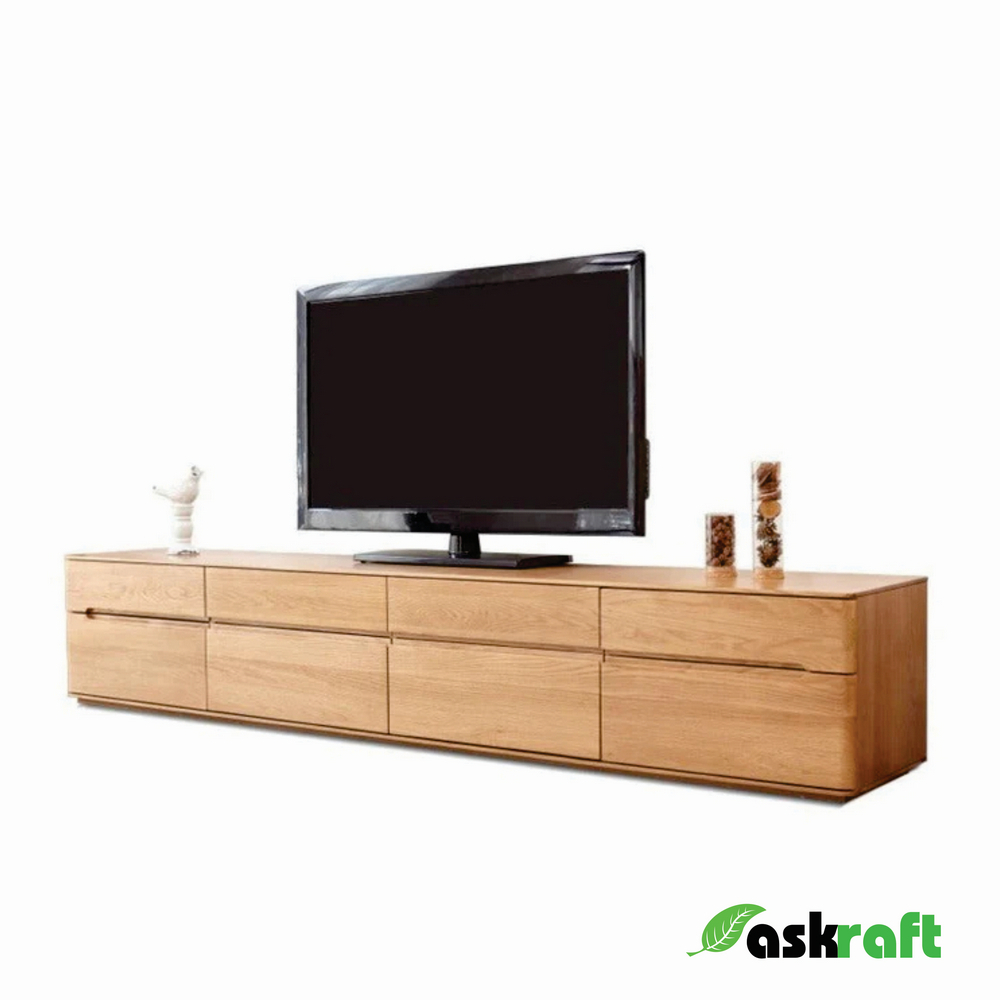 Askraft Buffet Lemari Laci Untuk TV Minimalis Kayu Jati Solid Asli