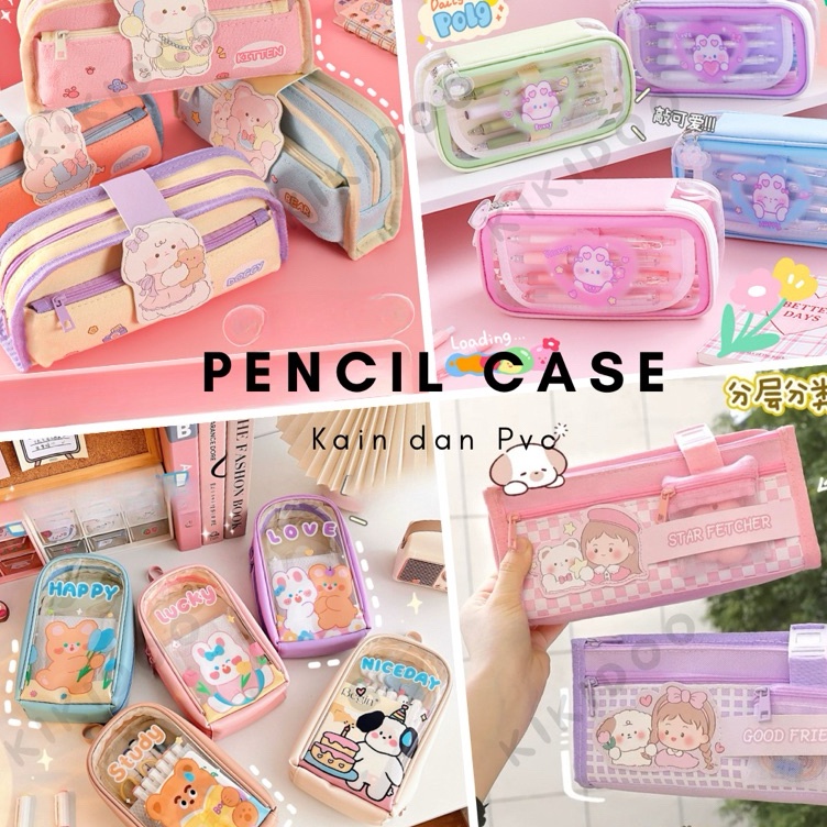 

KODE Y14E Kikidoo Kotak Pensil Alat Tulis Model Asthetic Pensil Case Pvc Anti Air Kotak Pensil Kain Kawaii RT143