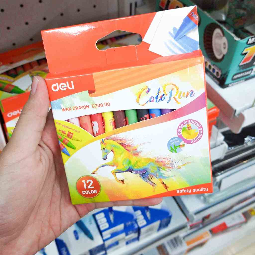 

DELI WAX CRAYON SMALL ISI 12 ALAT KRAYON ALAT TULIS STATIONERY HAMPER SOUVENIR KADO ANAK ULANG TAHUN