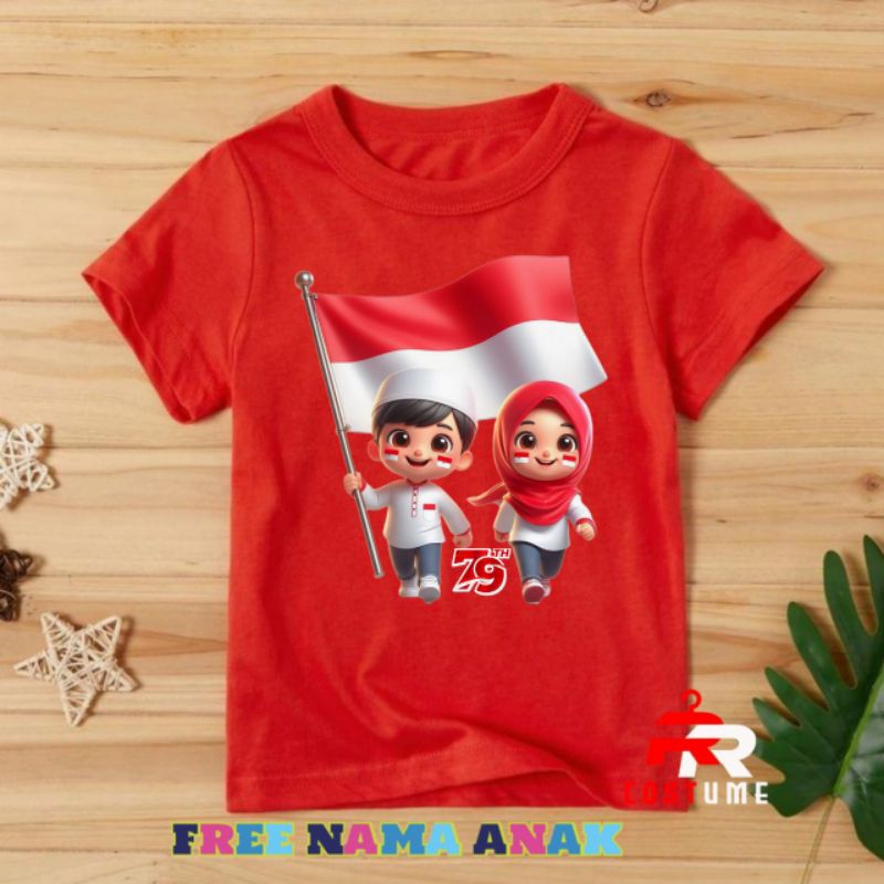 BAJU ANAK KAOS ANAK KARTUN TEMA 17 AGUSTUS (FREE NAMA)