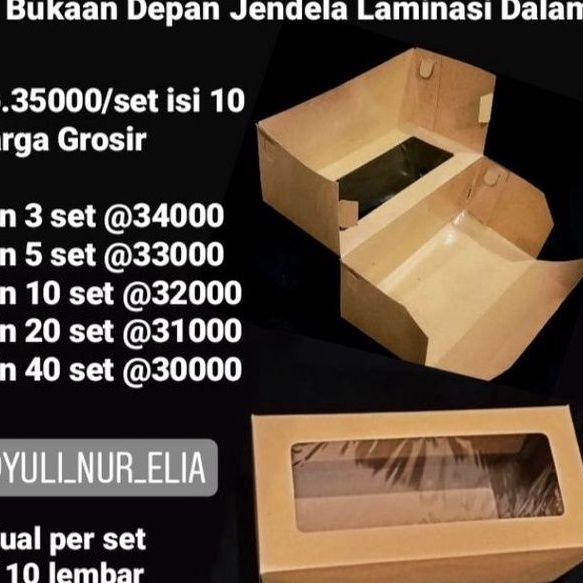 

KI3 Box Bolu Gulung Kraft 25x12x1cm Bukaan Depan Jendela Laminasi Dalam Dijual Per 1