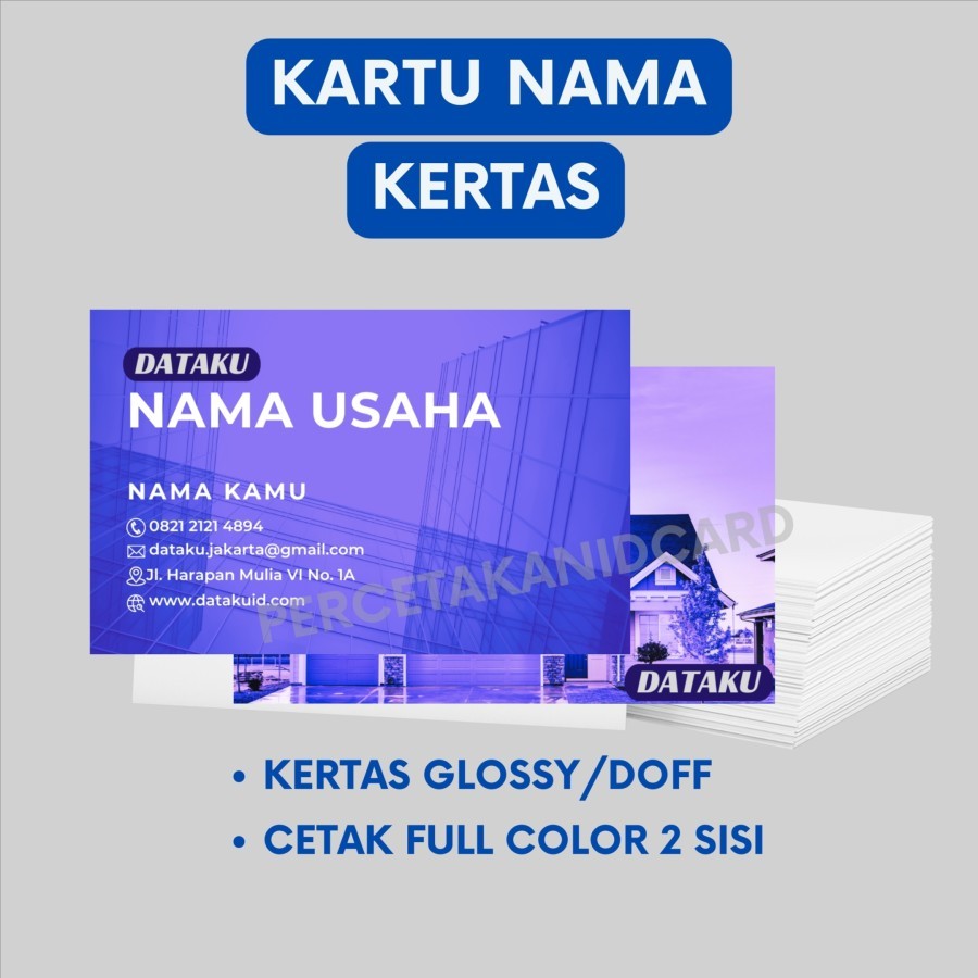 

Kartu Nama Kertas / Kertas Glossy / Doff / Cetak Full Color 2 Sisi