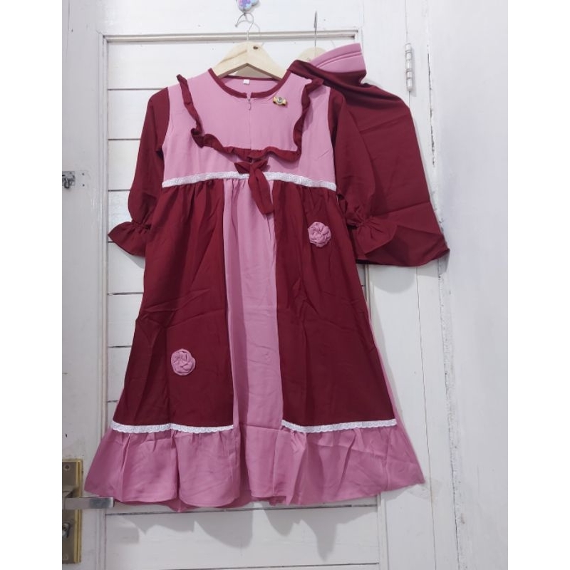Gamset Anak // Gamis Anak Diamond // Gamis Anak Pink // Gamis Anak Set Hijab // Gamis Anak Murah // 