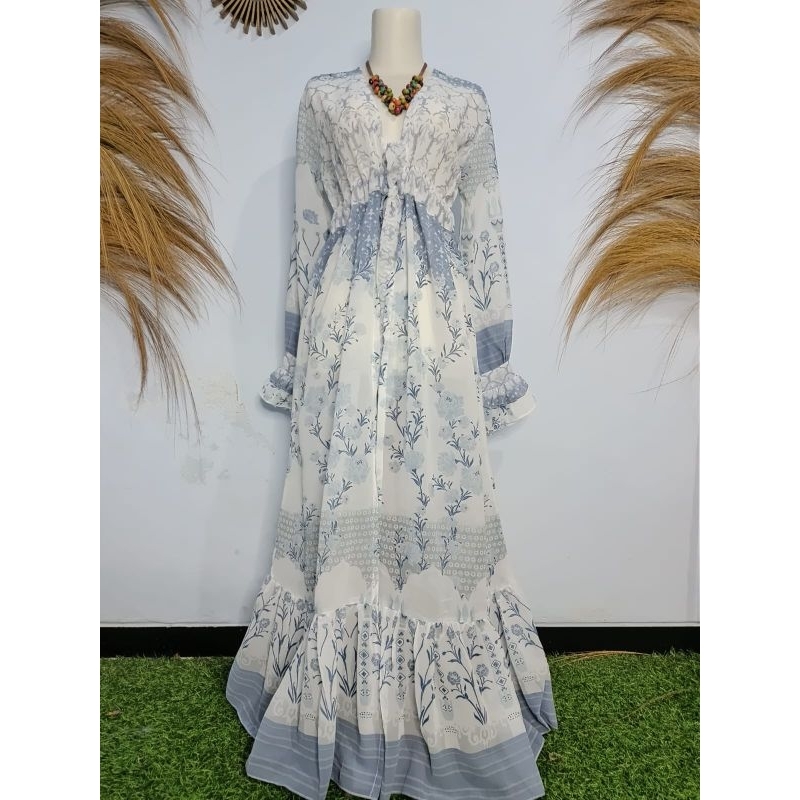 PROMO / BAHAN PREMIUM / Outer Cardigan Panjang Motif Bunga Siffon Elegan