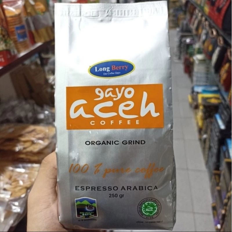 

Kopi Bubuk Arabica longberry Gayo Organik Grind || Kopi Khas Aceh