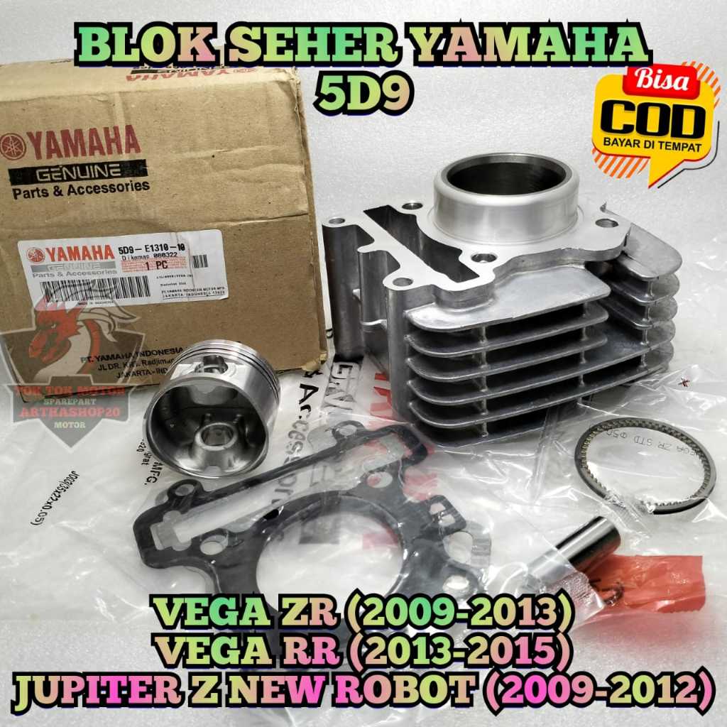 BLOK + SEHER SET 5D9 Motor YAMAHA VEGA ZR , VEGA RR , JUPITER Z NEW ROBOT Block Piston ASsy Satu Set