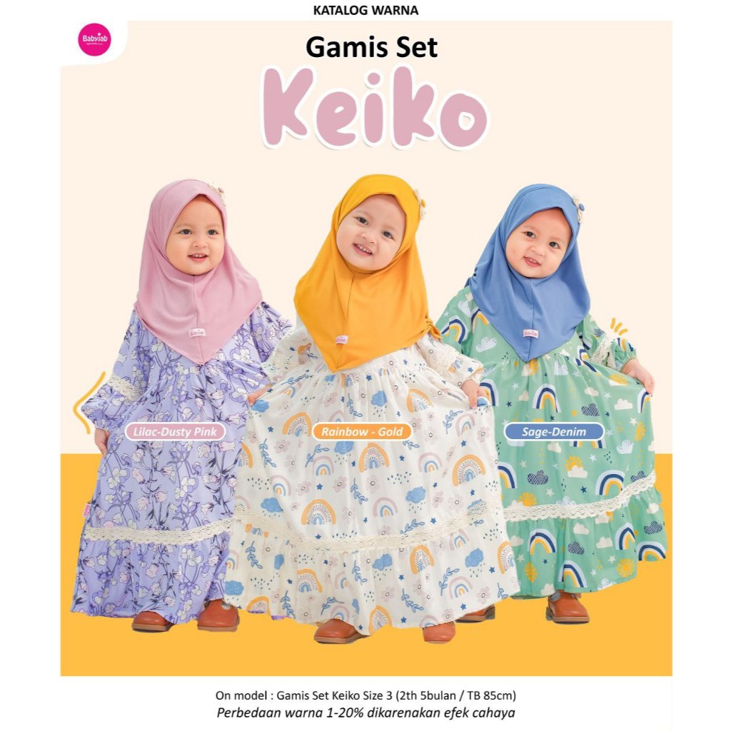 [FREE HIJAB] Babyjab Gamis Set Keiko Baju Lebaran Muslim Anak Balita Katun Rayon Twill Premium