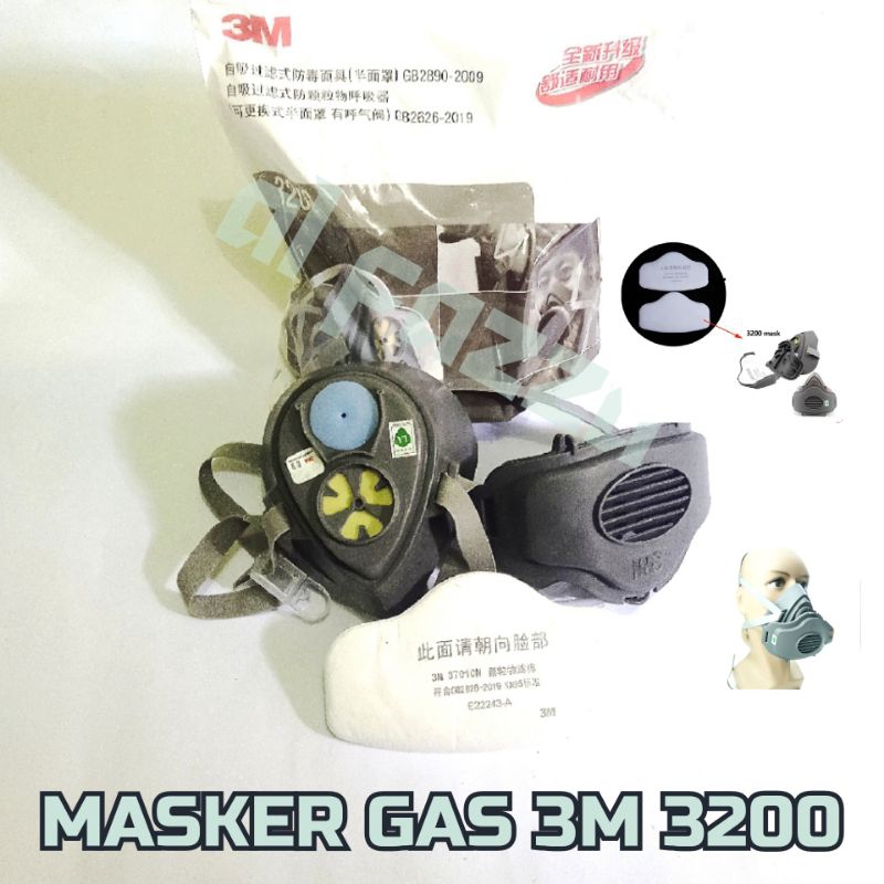 Masker Respirator Gas 3M 3200 / Masker cat semprot / Masker anti Debu / Masker laboratorium / Masker