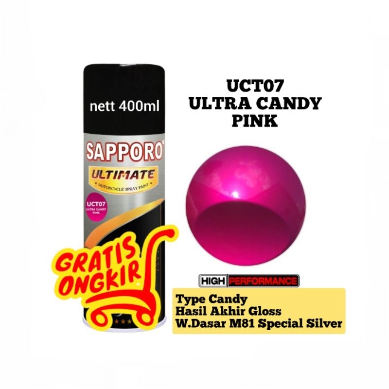 Sapporo Ultimate Soul Crystal Ultra Candy Pink UCT07/pink/cat semprot/pylox/pilox/pilok/cat duco