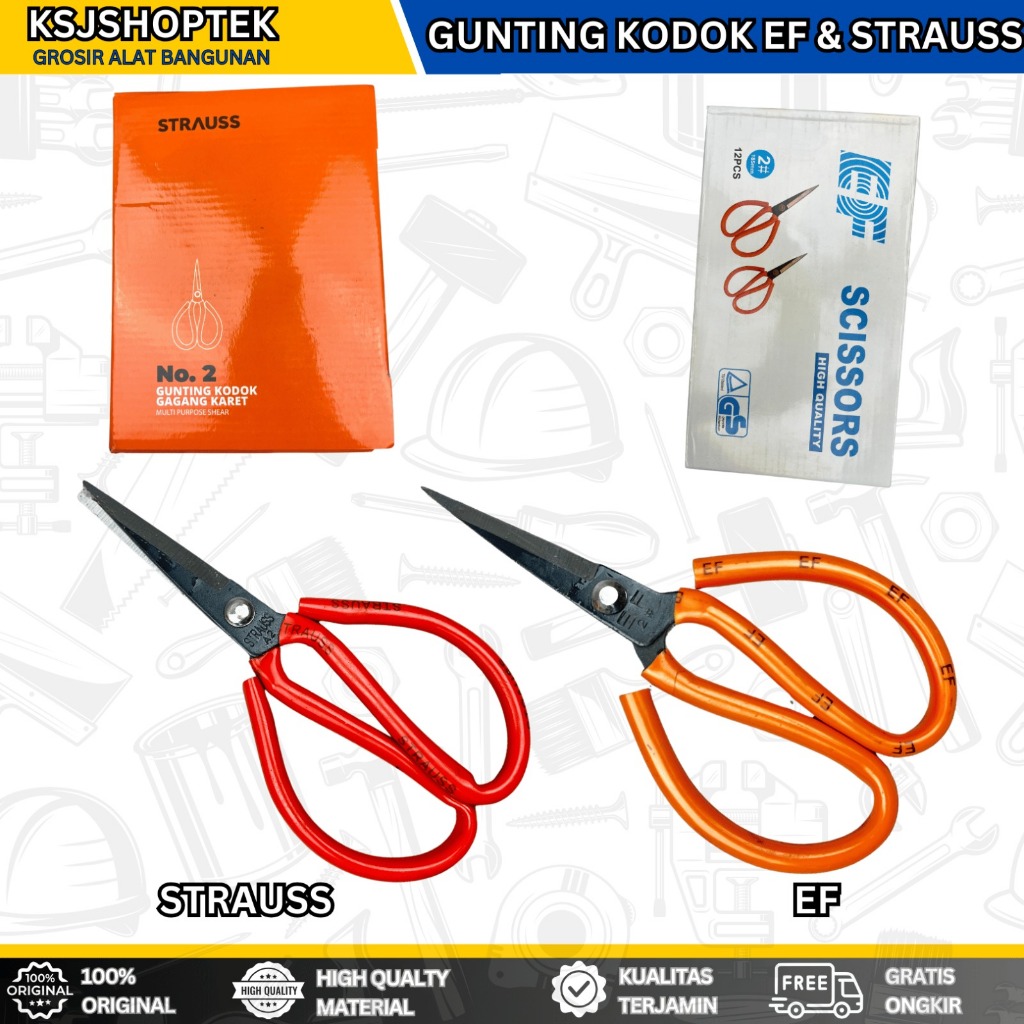 

PERBIJI Gunting Kodok Serbaguna / Gunting Potong Kain / Gunting Seng Merk EF & Strauss