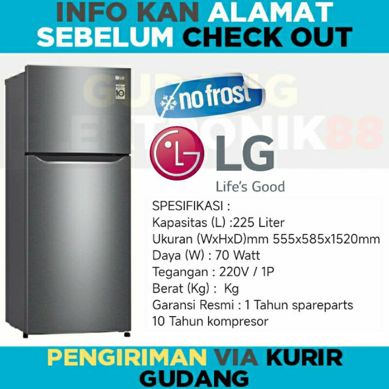 Kulkas LG 2 Pintu 209 Liter GN-B215SQMT Lemari Es 2 Pintu