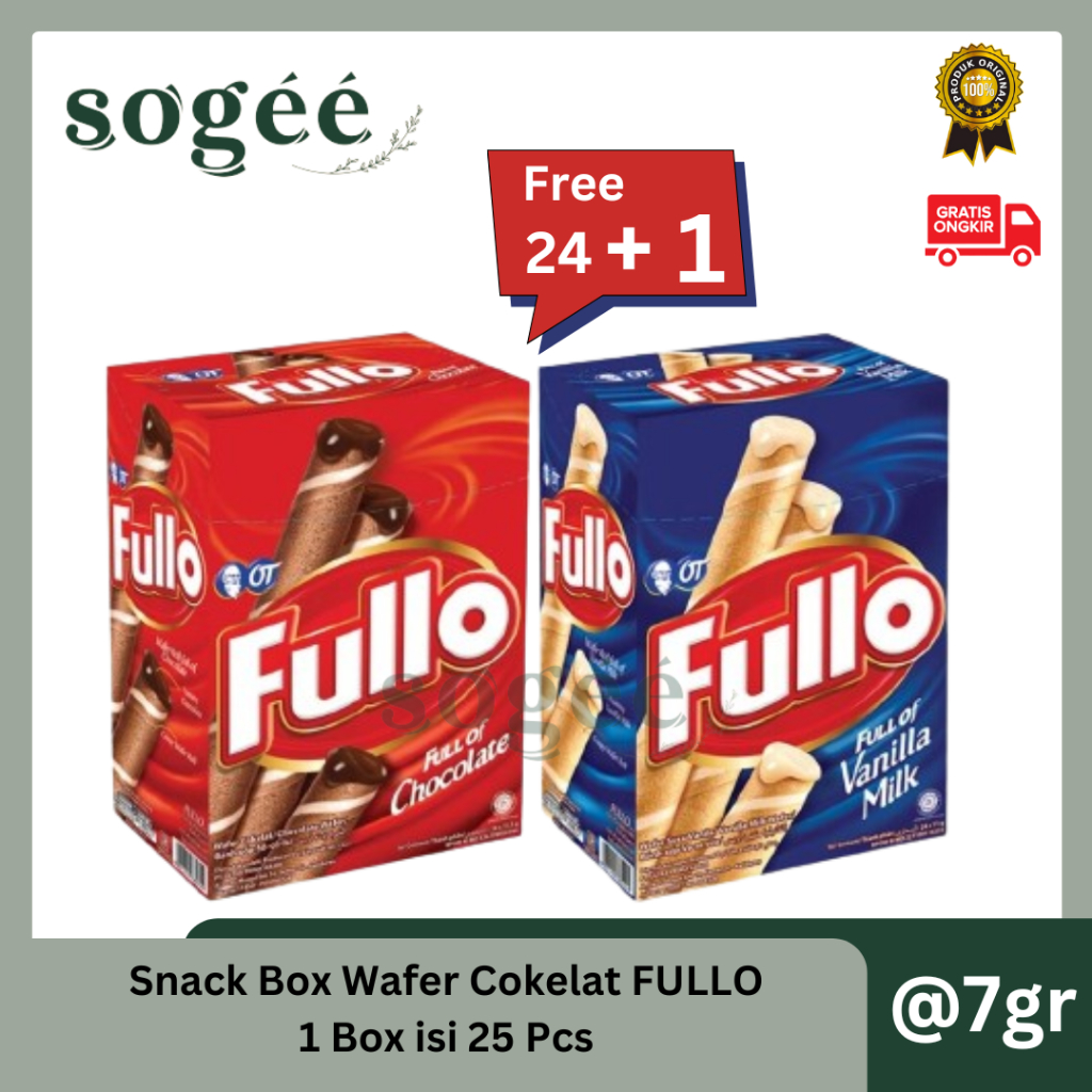 

Sogee ☘️ Snack Box Wafer Fullo 1 Box/ 20 Pcs - Cokelat/Vanilla