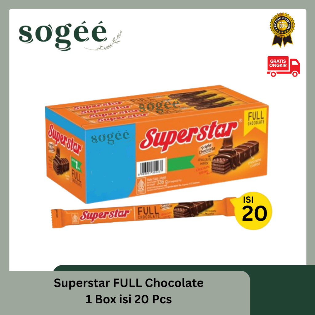 

Sogee ☘️ Snack Box Wafer Stick Cokelat SuperStar 1 Box / 20 Pcs