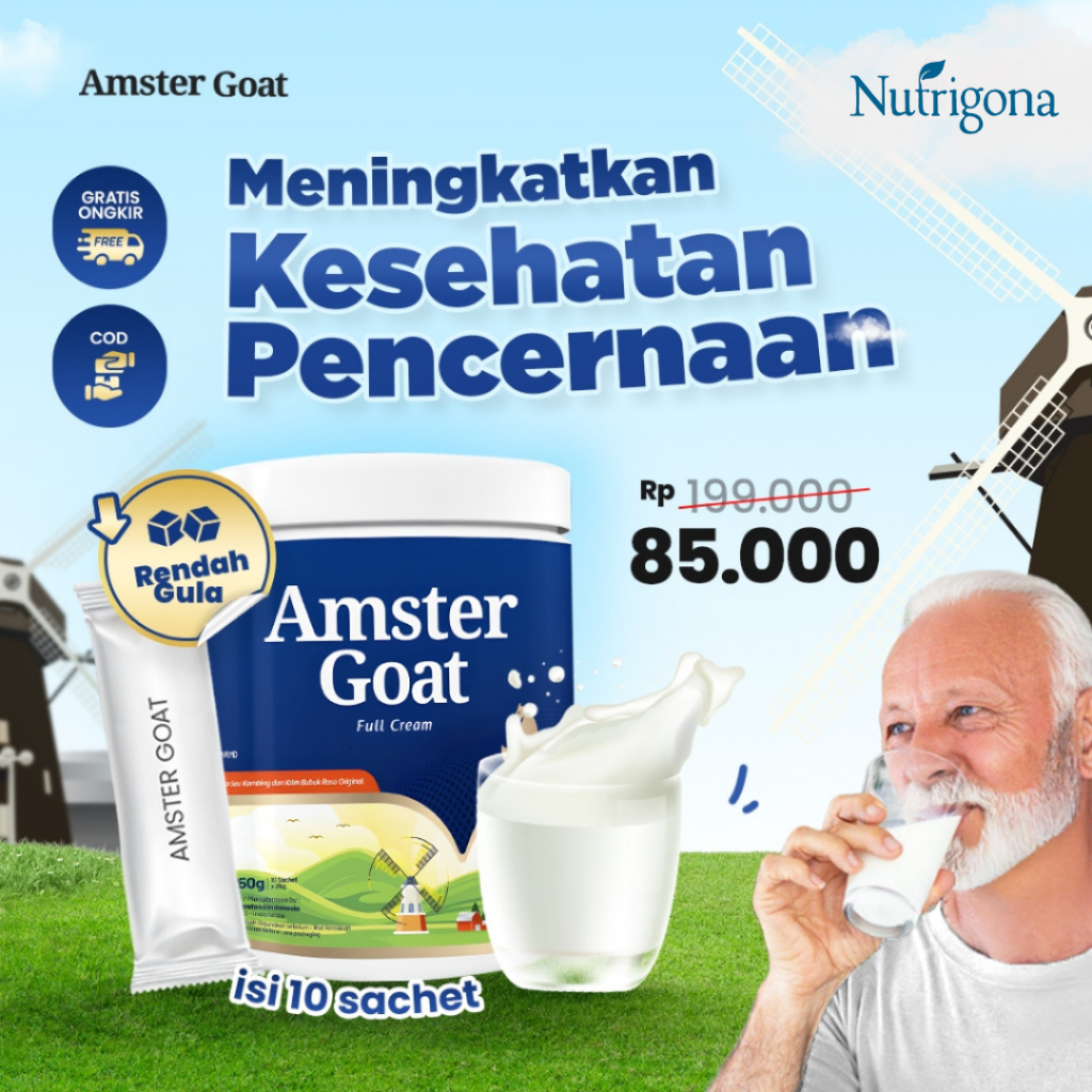 

Amster Goat Susu Kesehatan Pencernaan Rendah Gula - 250 Gr