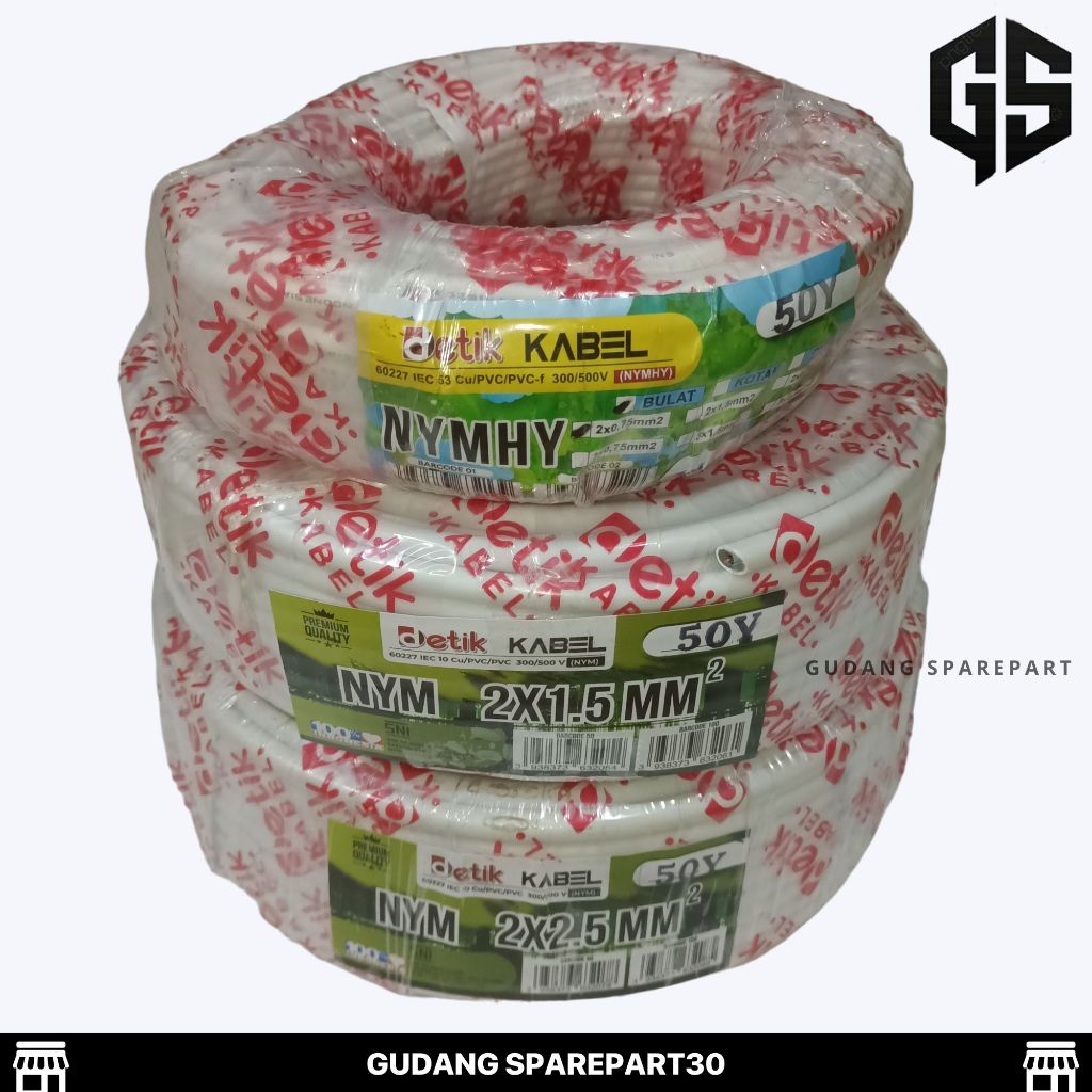 Kabel Listrik SNI Serabut & Tunggal 2x0,75mm 2x1,5mm  2x2,5mm Per Meter