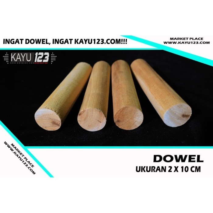 DOWEL KAYU STIK KAYU BULAT GAGANG SAPU 2 CM X PANJANG 10 CM