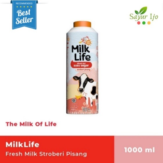 

MilkLife Fresh Strawberry Banana Milk 1 Liter / Pack 100% Susu Sapi Segar Murni Pasteurisasi Rasa Stroberi Pisang HALAL