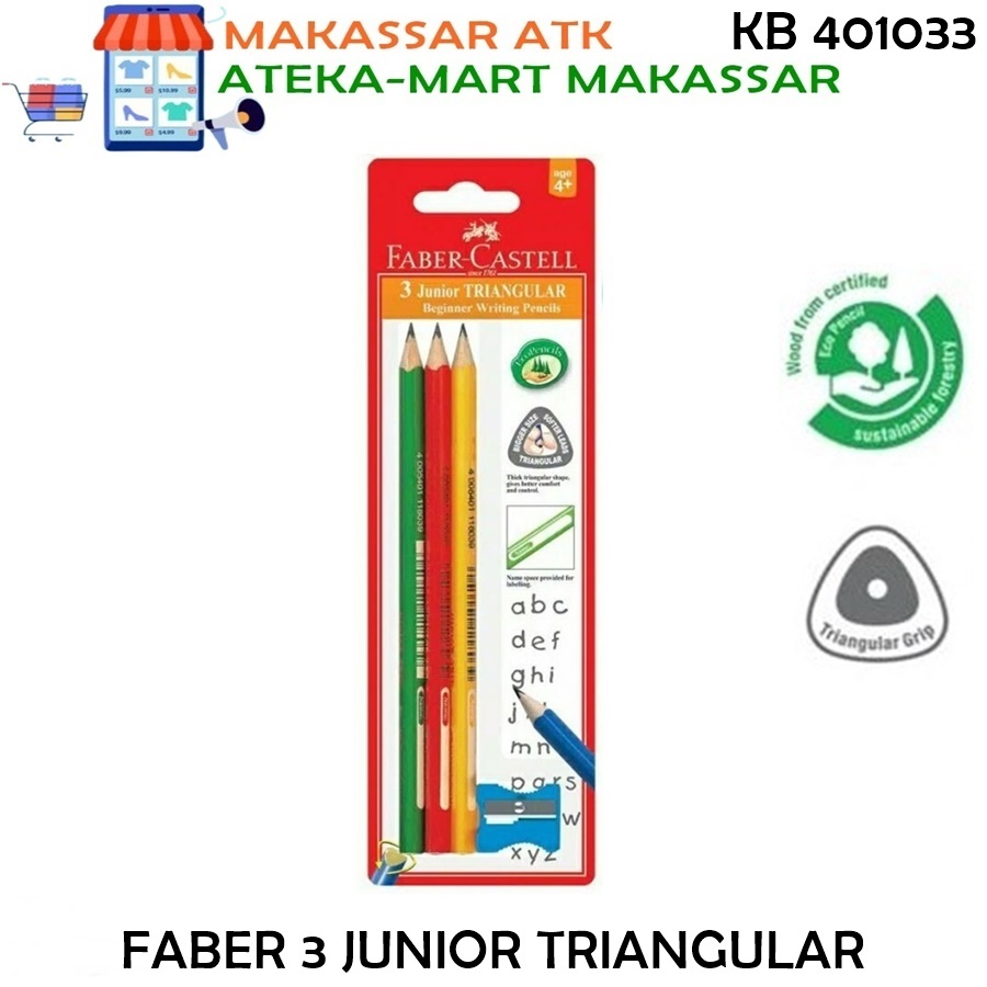 

[SET] FABER CASTELL 3 JUNIOR PENCIL/JUNIOR PENSIL/PENSIL TRIANGLE