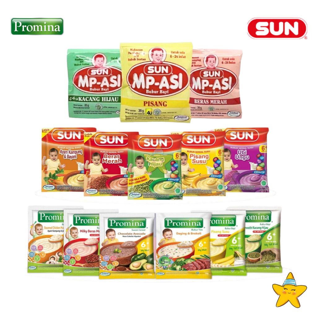 HBK Promina Bubur Susu Sereal Bayi Sun Ekonomis Sachet 20 Gr Makanan Mpasi 6 Bulan Newborn Baby Food