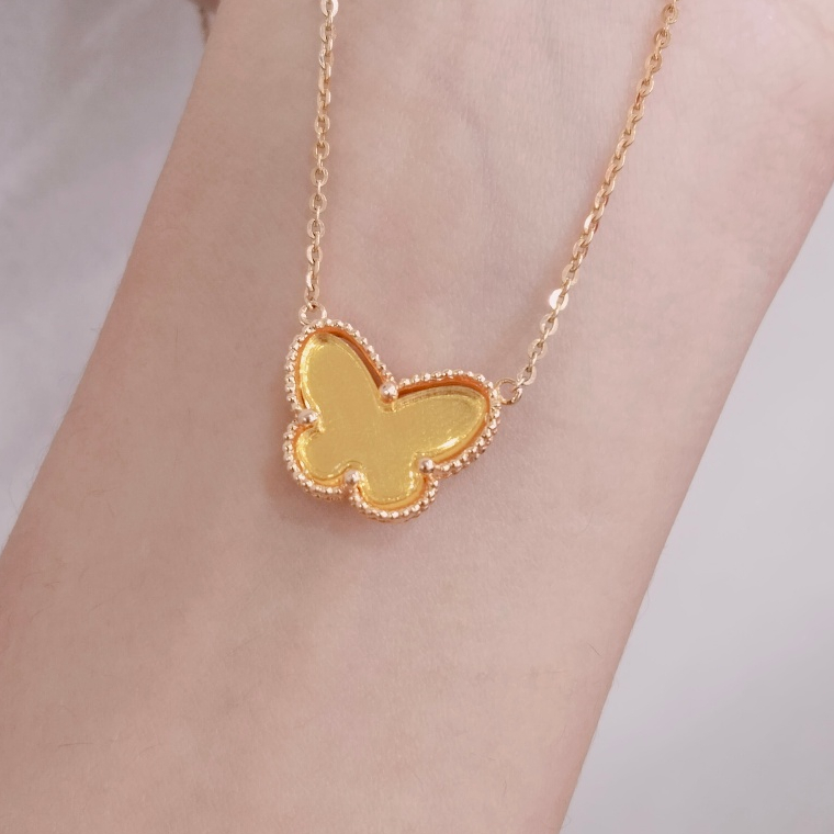 KALUNG KUPU KUPU GOLD ALHAMBRA CANTIK EMAS ASLI