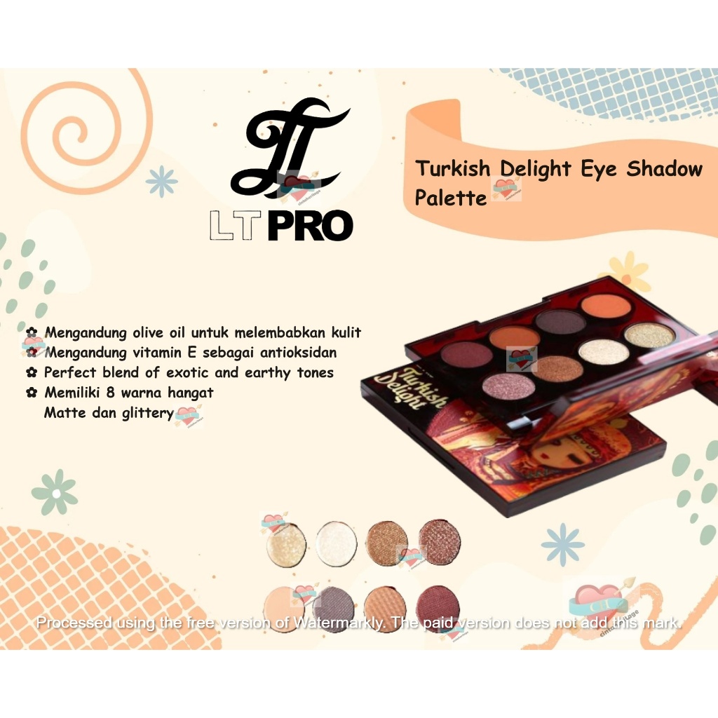 ©HERITAGE© LT PRO Turkish Delight Eyeshadow Palette - Mengandung Olive Oil dan Vitamin E | Shinny - 