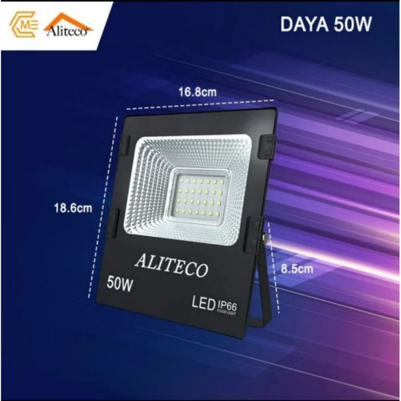Kap Lampu sorot / Lampu Tembak  Aliteco 50watt Cahaya Putih dan Cahaya Kuning
