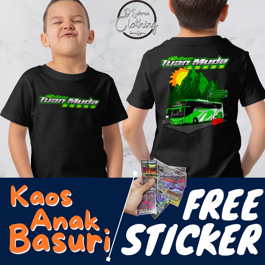 Kaos Bus Anak Tuan Muda / Bus Tuan Muda / Kaos Bus Telolet Basuri / Kaos Bis Tuan Muda / Bahan 100% 