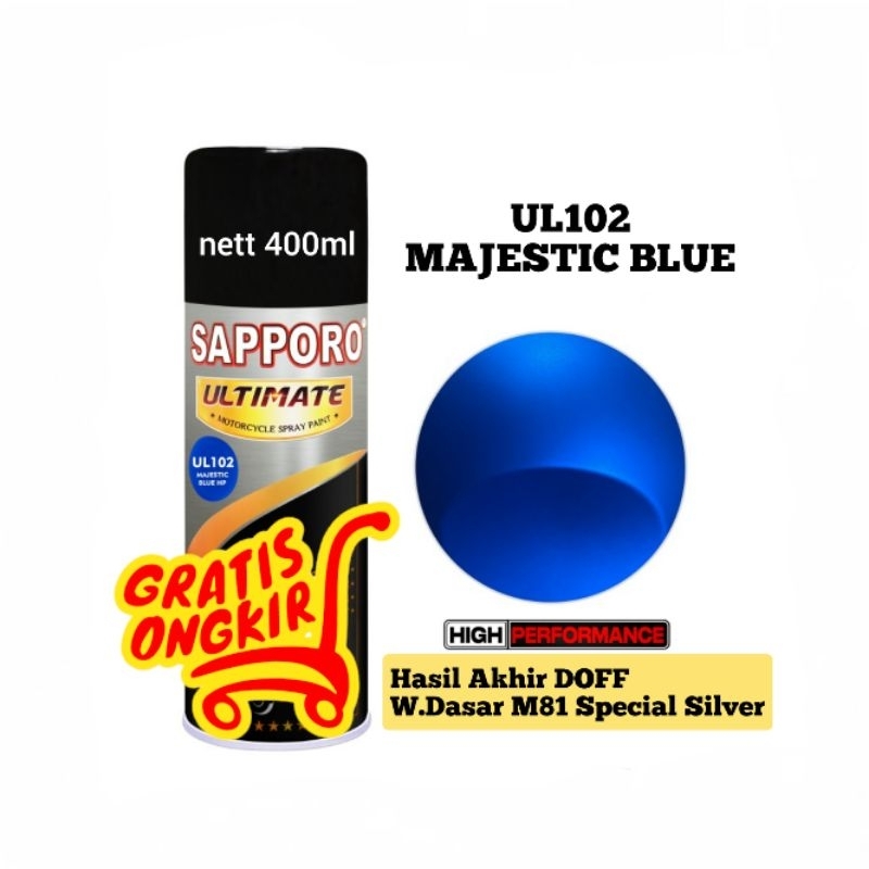 Sapporo Ultimate UL102 Majestic Blue HP/biru doff/cat semprot/pylox/pilox/pilok/cat duco/motor