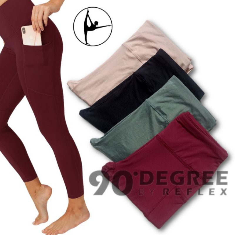 Legging Sport 90 Degree High Waist Original Celana Olahraga Wanita Gym/Yoga/Senam/Zumba Panjang/Cela