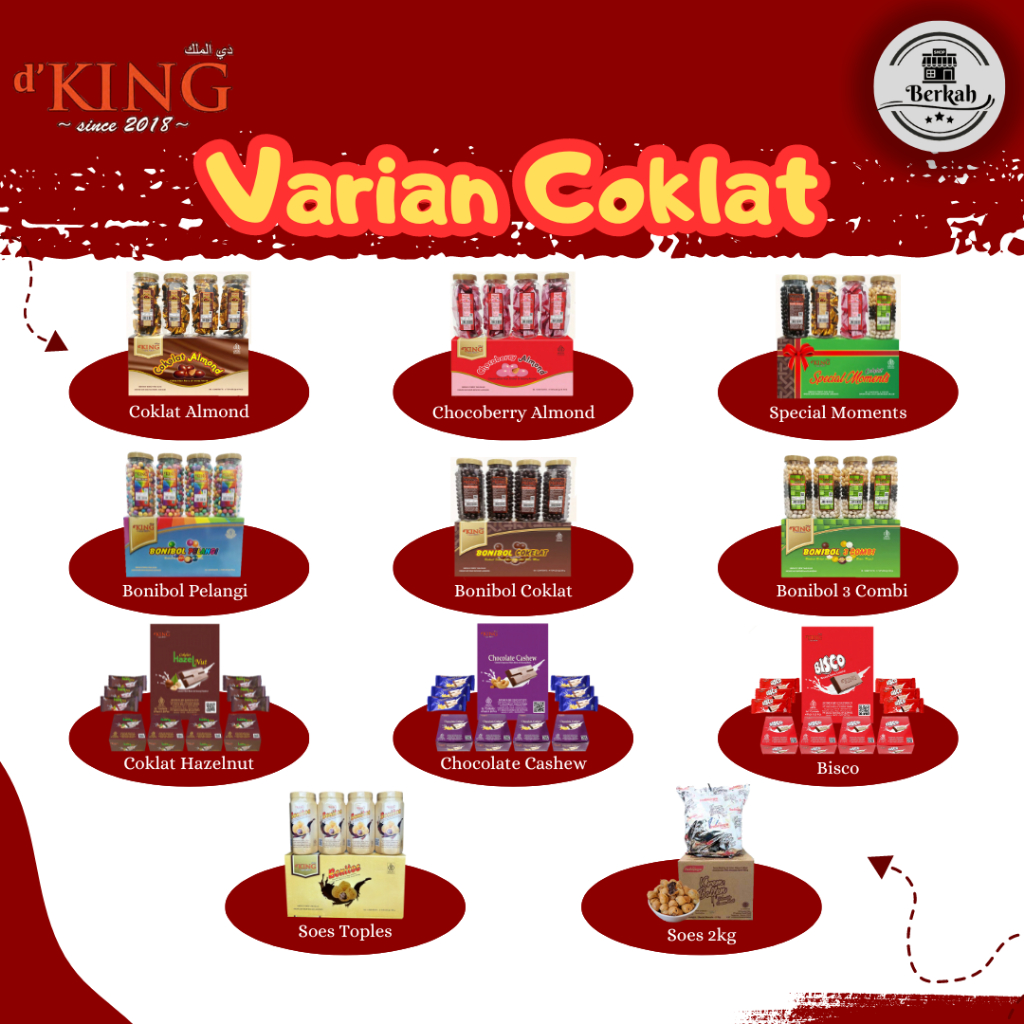 

Coklat Almond-Chocoberry Almond-Coklat Bonibol-Coklat Biskuit-Coklat Soes [1Box isi 4 Toples]