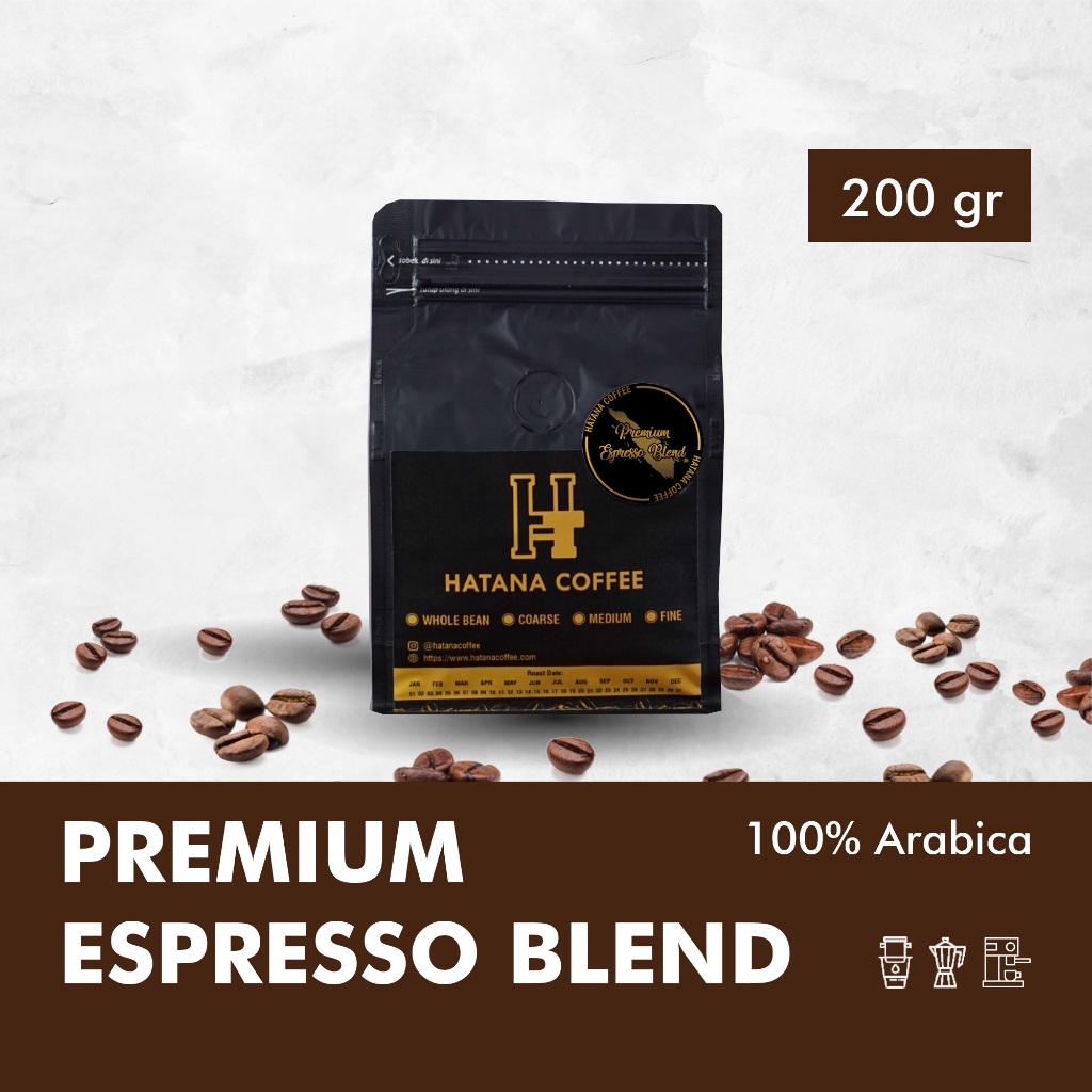

Kopi Premium Espresso Blend Full Arabika 200 Gram Kopi Susu | Hatana Coffee