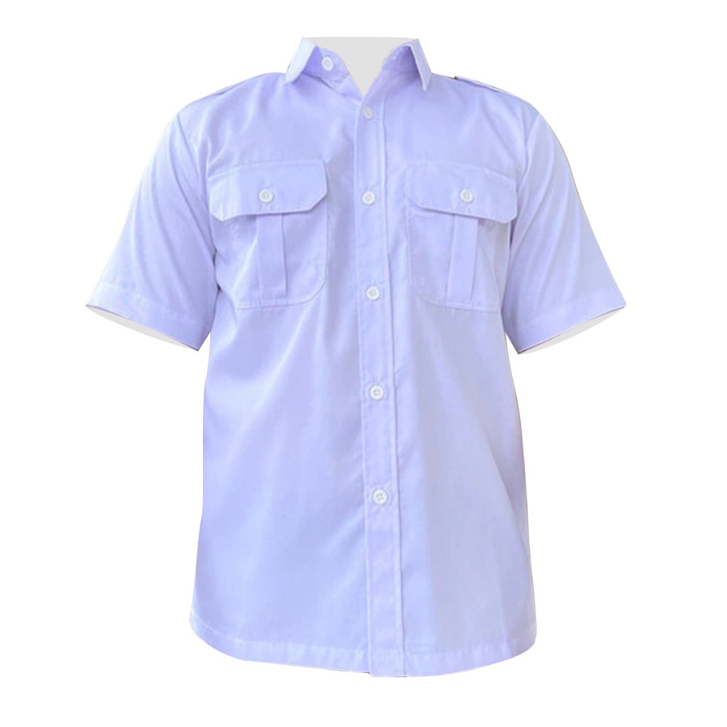 Baju Dinas Putih Pria Lengan Pendek Seragam PNS Putih Pria Kemeja Pdh Putih Pns Kerah Hitam Terbaru