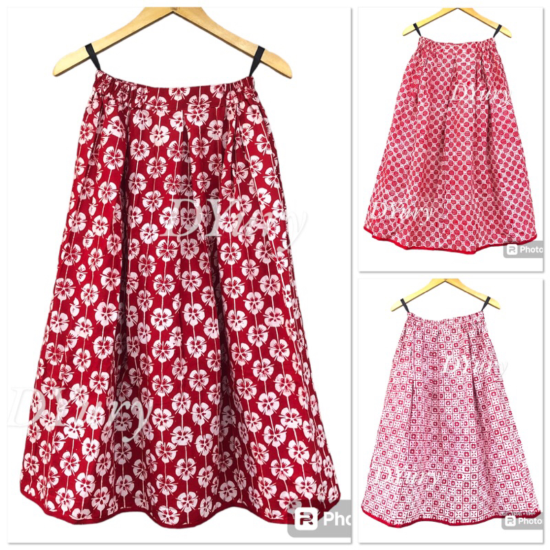 Rok Batik 7/8 Merah Putih Modern Wanita Kantor Cantik Kekinian Bahan Katun Halus Solo