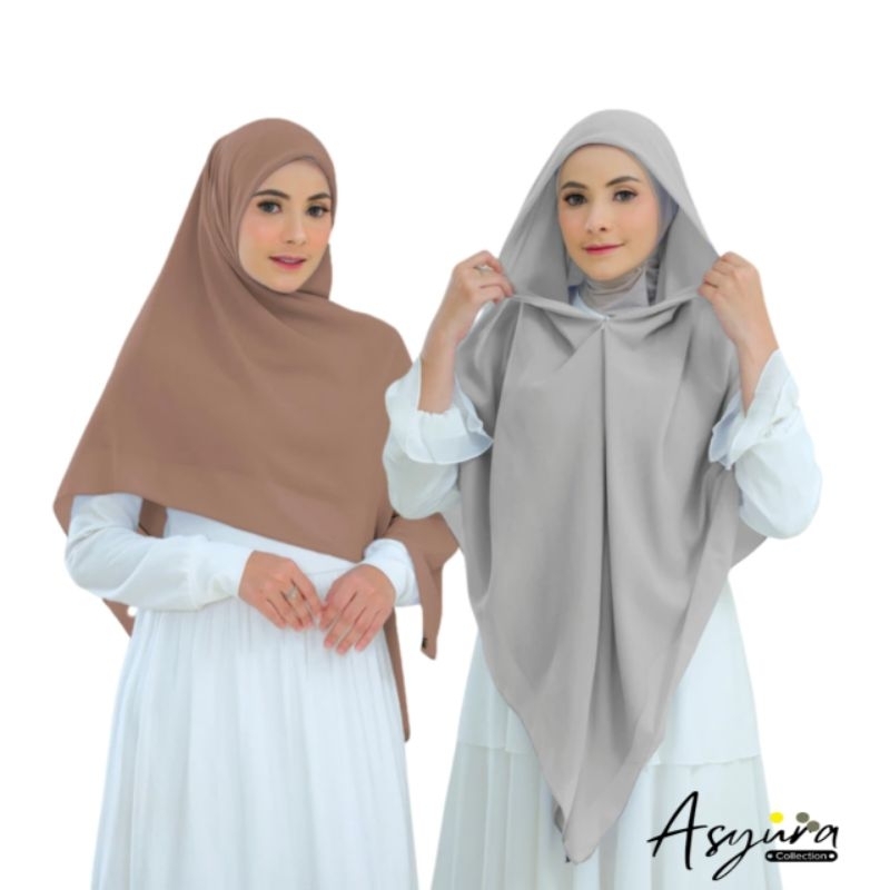 Hijab Segi Empat Zipper Ceruty Babydoll | Khimar Zipper Resleting Dua Layer | Segi Empat Instan