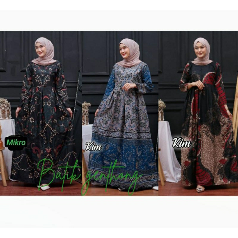 MS Gamis Batik Sriwedari LD100 LD110 LD120 LD130 Baju Wanita Muslimah Busui Jumbo